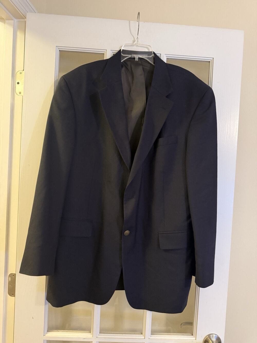 VTG Oscar De La Renta 46R Double Breasted Navy Blazer Gold buttons Sport Coat